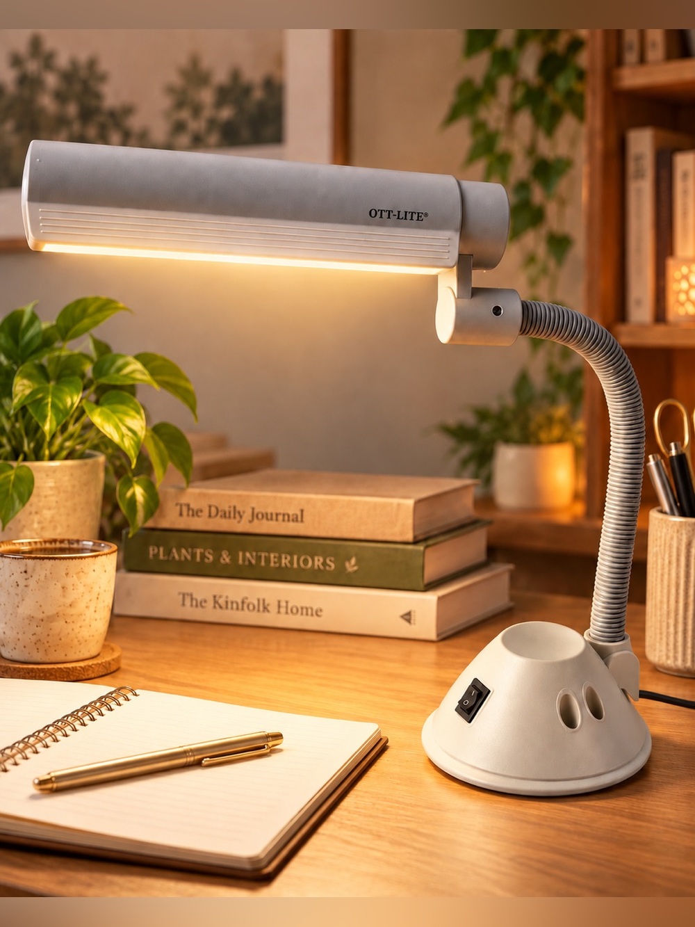 Vintage OTT-LITE Flexible Gooseneck Desk Plug-In Task Office Lamp • Works Great